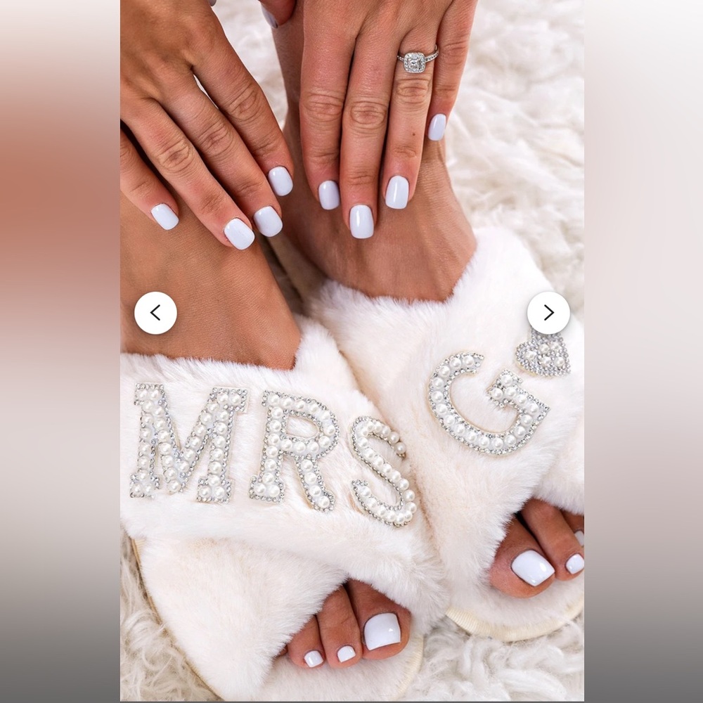 White Faux Fur 'Mrs K’' Slippers